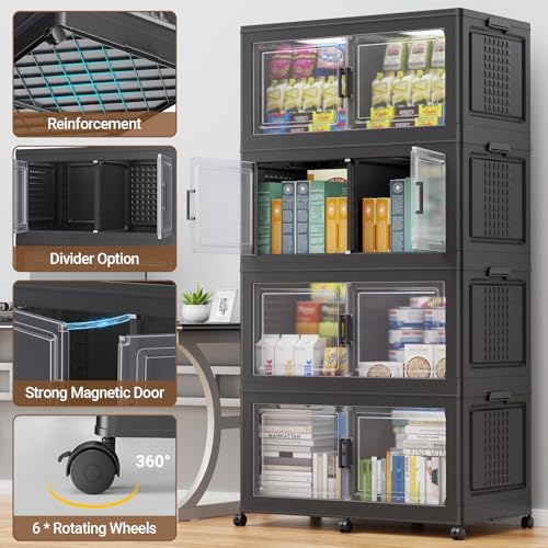 BROVIEW 200Qt Stackable Storage Bins with Lid for Room Closet, 1Pack,Black - Image 4