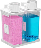 77.8OZ Laundry Detergent Dispenser Container, 2 Pack Liquid Laundry Dispenser, Plastic Detergent Dispensers for Laundry Room/Powder/Fabric Softener with Labels/Tray, Clear by Hordely