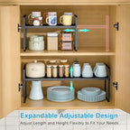 15.5 to 25.5 Inch Expandable Kitchen Cabinet Organizer Shelf, 2 Pack 30 LBS Heavy Duty Adjustable Kitchen Counter Storage Shelves Organizers,Stackable Small Storage Shelf Rack For Cabinet Cupboard - Image 4