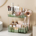 Bathroom Counter Organizer for Vanity, Makeup Organizer Countertop with Holder, Large Capacity Storage Rack, Perfect Large Skincare, Hair Care, Perfume, Easy to Install (Green, 2Tiers) - Image 5