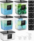 5 Pack Laundry Pods Container, Clear Laundry Room Organization Containers,Large Detergent Powder Storage, Black Wooden Lids & Labels and Scoops for Scent Booster, Powder, Pods by Unknown