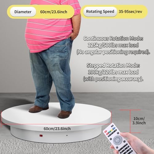 23.6In Remote Large Motorized electric turntable Rotating platform Photography Turntable Motorized lazy susan Base giratoria para for Photography,3D Scanner,Heavy duty display(Load Range:220~500lbs) - Image 7