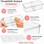 18 Pcs Clear Adjustable Drawer Organizer, 2-Size Desk Drawer Organizer Box, Acrylic Storage Bins for Makeup, Cosmetic, Kitchen Utensils, Bedroom Dressers Tool Organizer for Gadgets (18) - Image 4