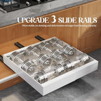 Seinloes 6 Pack Expandable Pull Out Cabinet Organizer 21"Deep With Raising Pad for Framed Cabinets,Upgrade 3 Slide Rails Slide Out Drawers,No Drill Roll Out Shelves,Adjustable Width 12.1"-20.4" White - Image 5
