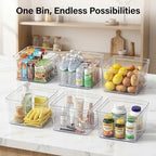 MOONEDGE 8-Pack 10x10x6 Clear Plastic Cube Storage Bins with Handles - Image 2