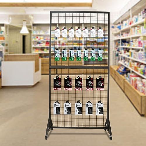 NectaCol 2 Packs 3'x 6' Two-Double Gridwall Panel Display Racks with Sturdy T-Base, Black Grid Wall Panels Display Stand, Display Rack Craft Show, Art Display Stand - Image 2