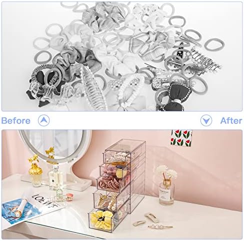 FABROK Clear Hair Accessory Organizer Box with 5 Drawers, Plastic - Image 5