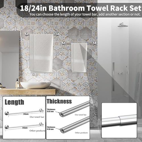 Newfun 8-Pieces 24 Inch Polished Chrome Bathroom Hardware Set - Image 3