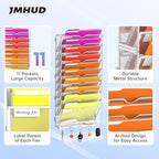 11-Tier Wall File Organizer with Base and Hooks, Hanging Organizer, White - Image 3