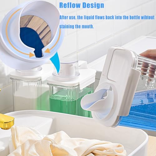[2 Pack] Laundry Detergent Dispenser for Laundry Room Organization and Storage, 2800ml Laundry Soap Dispenser，Liquid Laundry Detergent Dispenser with 4 Removable Labels, BPA Free & Pet Plastic, Clear - Image 3