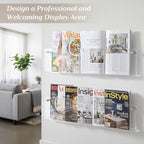 4 Pack Clear Acrylic Magazine Holder Wall, Brochure, 24 Inch - Image 5