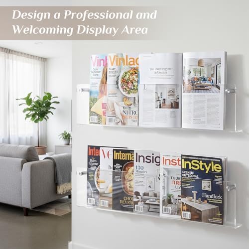 4 Pack Clear Acrylic Magazine Holder Wall, Brochure, 24 Inch - Image 5