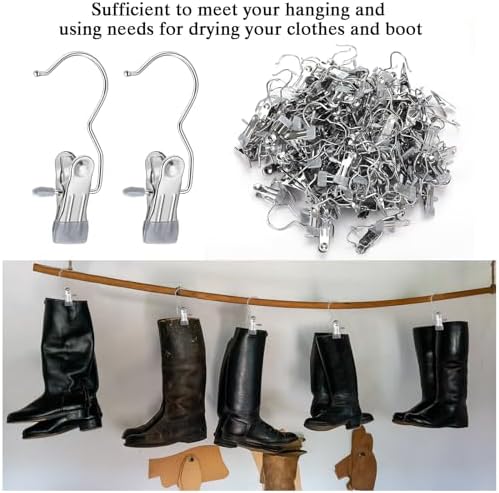 Yinder 150 Pcs Boot Hanger Clips Laundry Hooks Stainless Steel Hooks,Gray - Image 5