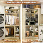 Aheaplus Corner Closet System with Shelves, L Shaped Walk-in Closets, White Oak - Image 3