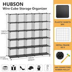 HUBSON Wire Cube Storage Organizer, Book/Toy/Craft/Potted Plants and petCloset Organizers and Storage Shelves, 25-Cube Freely Combinable Metal Grids Storage Shelf,Black Plus Iron - Image 3