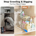 REALINN Under Sink Organizer, L-Shaped 2 Tier Pull Out Cabinet Organizer - Image 4