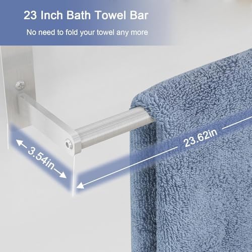 Bethom Bathroom Towel Rack with Bars, 24 Inch Towel Shelf, Brushed Nickel - Image 5