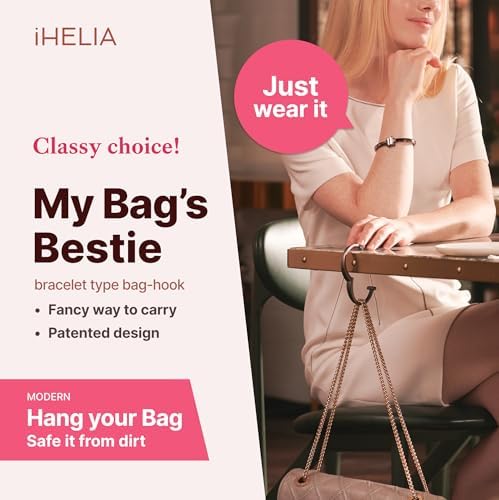 Purse Hook Hanger for Table (Modern) - Premium Bag Holder w/Ergonomic Bracelet Oval Design (Gold) - Image 2