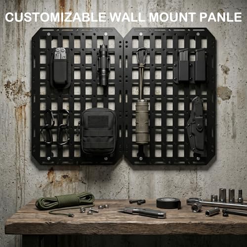 2-Pack Rigid Molle Panel, 15.6" x 11" ABS Plastic Modular Wall Mount Tactical Gear Organizer for Garage, Gun Safe & Vehicle - Image 5