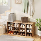 Aenuert 12-Cubby Shoe Rack, 3-Tier Wood Shoe Organizer, Multifunctional Shoe Organizer Bench for Entryway, Mudroom, Hallway, Closet,36.22 * 11.81 * 17.72 Inch,Brown - Image 3