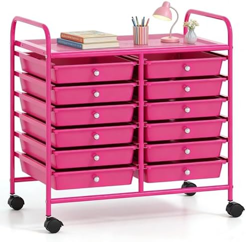 COSTWAY 12-Drawer Rolling Storage Cart, Utility Storage Organizer Cart by COSTWAY