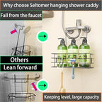 1-Tier Shower Caddy Hanging Shower Rack with Hooks Over Door 2PK - Image 4