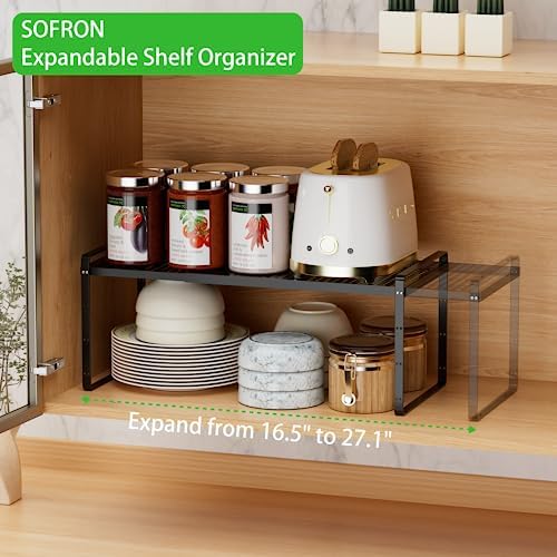 Expandable Storage Shelf, Stackable Organizer Rack, Black Small 3 PK - Image 4