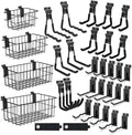 35PCS Slatwall Accessories Set, 4 Ventilated Wire Baskets & 31 Heavy Duty Hooks for Garage Shop Storage by LAOFEEI