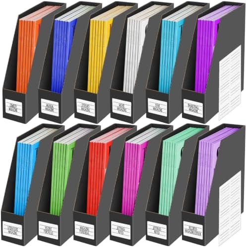 YOTINO Black Magazine Holder, 12 Pack Cardboard Magazine File Holders, Vertical Desktop File Holder Organizer, Sturdy Magazine Rack for Office, Home and Classroom by YOTINO