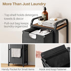 Kitstorack Laundry Hamper, Laundry Basket, Laundry Sorter with a Pull-Out and Removable Bag, Shelf, Metal Frame, 17 Gallons (62 L), Ink Black and Rustic Brown - Image 5