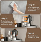 Shower Caddy Suction Cup（2-Pack Gray）, No-Drilling Corner Bathroom Organizer,Rust Proof Shower Shelf for Inside Shower with Removable Hooks & Towel Bar - Image 4