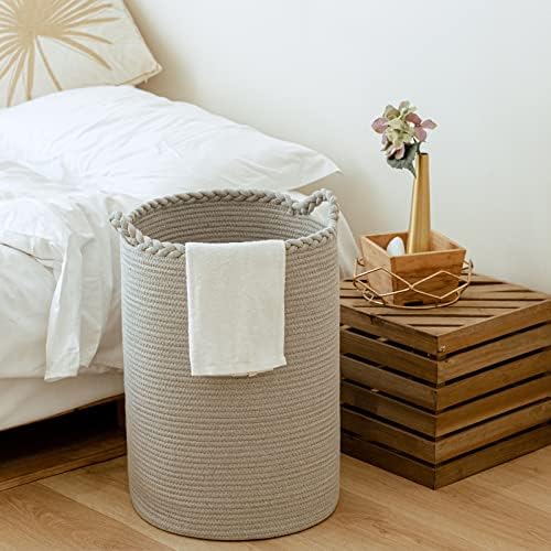 72L Woven Laundry Basket,Tall Wicker Laundry Basket for Blankets,Clothes,Pillows,Toys,Shoes Large Cotton Laundry Hamper for Bedroom Living Room Bathroom by Homlikelanfocusonhomestorageanddecorationfordecades