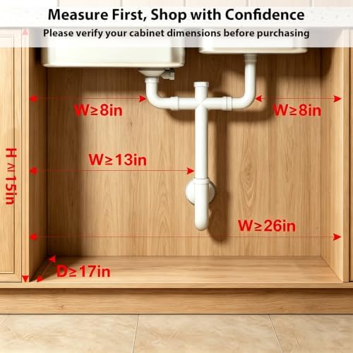 2 Pack Under Sink Organizer, 2-Tier Pull Out Kitchen Cabinet Organizer, Height Adjustable Metal Slide Out Bathroom Organizers and Storage Makeup Drawer Organizer for Office Bedroom (B-Black, 2Pack) - Image 2