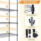 Whitmor 5-Tier Heavy Duty Shelving Unit, Metal Adjustable Storage Shelves, 1000 lbs Capacity for Pantry, Kitchen, Closet, Laundry, 29.6" L x 13.7" W x 59.4" H, Black - Image 5