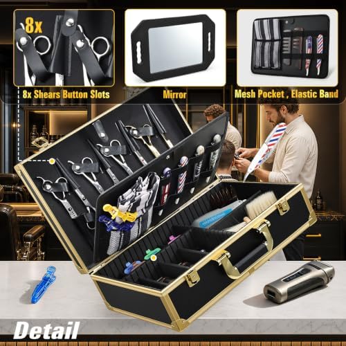 Yueieoun Barber Accessory Case with Mirror Barbers Briefcase Tool Case - Image 3