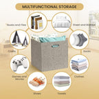 Posprica Collapsible Storage Bins,13×13 Foldable Storage Cube Boxes Fabric Drawer Fabric Storage Bins Vinyl Record Light Coffee, 4 Pack - Image 4