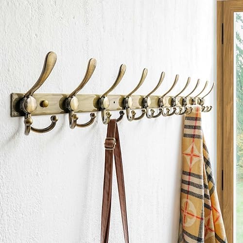 Dseap Coat Rack Wall Mount 37 Inch, Heavy Duty 12-Gauge Base vs Flimsy 1mm, Double-Thick Solid Anti-Snap Hooks, 16” Stud-Mount, Stainless Steel 10-Hook Hanger for Closet Entryway, Bronze - Image 6