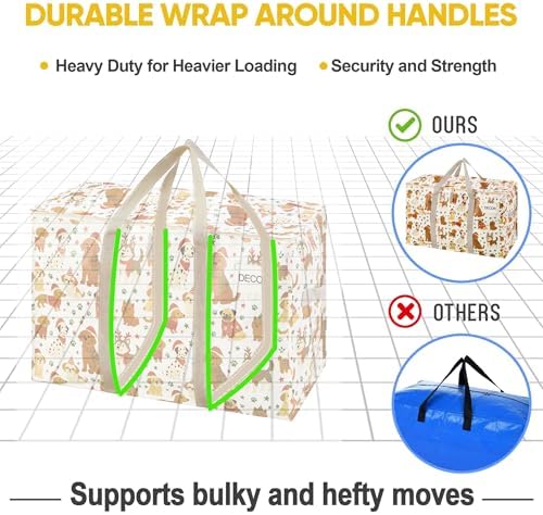 VENO 6 Pack Heavy Duty Moving Bags, Extra Large Storage Bags with Reinforced Handles & Strong Zippers, Foldable & Reusable Moving Box Alternative for Clothes & Dorm Storage - Image 5