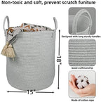 XUANGUO Cotton Rope Laundry Basket Hamper for Clothes Large Light Grey - Image 2