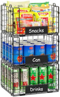 3 Pack XL Stackable Wire Baskets with Handle, Pantry Organizers and Storage by JKsmart
