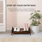 Anji Mountain Heavy Duty Waterproof Wooden Shoe Storage Mat Organizer/Boot Storage Tray Multi Use for Entryway with Coir, Tan and Ivory Insert, 1 Tier, Fits 2 Pair (26.5" Wide) - Image 2