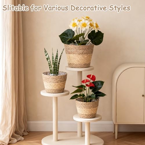 Woven Plant Basket,Round Seagrass Wicker Planter for Indoor - Image 3