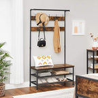 VASAGLE Coat Rack and Storage Bench, Hall Tree with 9 Hooks, Steel Frame - Image 4