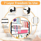 7-Tier Wall Mount Ribbon Holder Organizer Rack-Black - Image 3