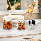 MNSRUU 4 Pack Qtip Holder Organizer Dispenser Autumn Pumpkin Bathroom Storage Canister Cotton Ball Holder Bathroom Containers for Cotton Swabs/Pads/Floss - Image 4