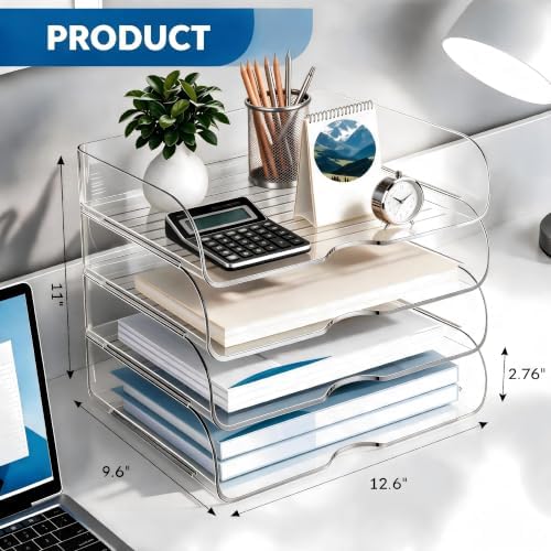 4-Tier Horizontal Acrylic Paper Organizer for A4/Letter Documents - Image 2