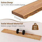 FLYJOE Floating Shelves for Wall Decor, Rustic Solid Elm Wood Live Edge Floating Shelves Wall Mounted, Wall Shelves with Invisible Bracket for Living Room Bathroom Bedroom Kitchen, 48 Inch, Natural - Image 5