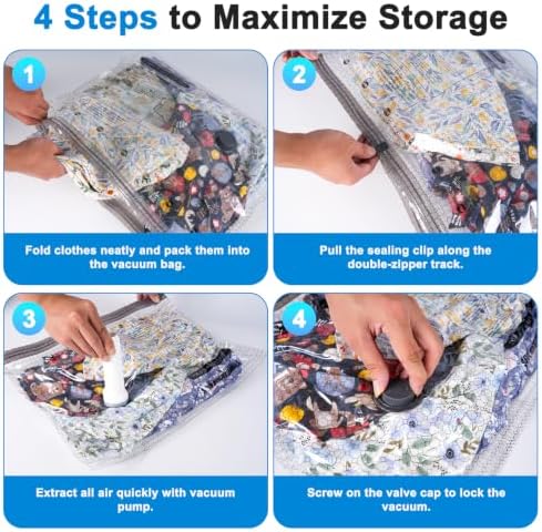 Vacuum Storage Bags for Travel with Rechargeable Cordless Pump, Space Saver Compression Bags for Clothing, Luggage Packing and Seasonal Storage(15 Combo Travel Size) - Image 4