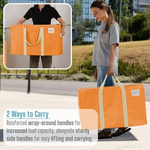VENO 4 Pack Heavy Duty Moving Bags, Extra Large Storage Bags with Reinforced Handles & Strong Zippers, Foldable & Reusable Moving Box Alternative for Clothes & Dorm Storage - Image 6