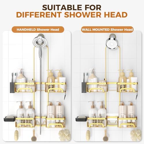 REINHARDT Split Shower Caddy Hanging for Handheld Showerheads, Gold - Image 3